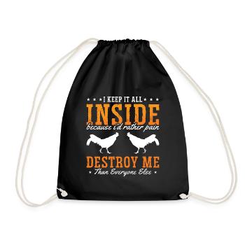 Cock I Keep It All Inside Farm Animals Cock Lover - Drawstring Bag - black - Front