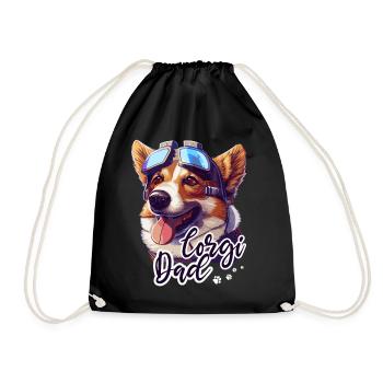 Corgi Dad Sci-Fi Futuristic Pembroke Welsh Corgi - Drawstring Bag - black - Front