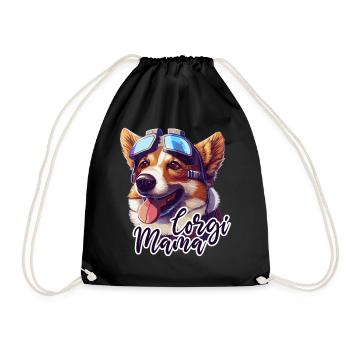 Cute Corgi Mama Dog Mom Sci-Fi Futuristic - Drawstring Bag - black - Front
