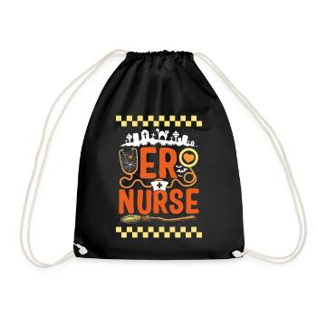 Halloween Shirt, ER Nurse Spooky Health Care - Drawstring Bag - black - Front
