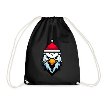 Eagle pixelated Christmas - Funny eagles - Drawstring Bag - black - Front