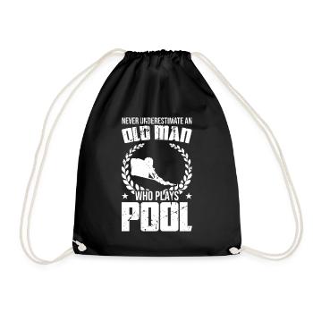 Funny billiard grandpa - Drawstring Bag - black - Front