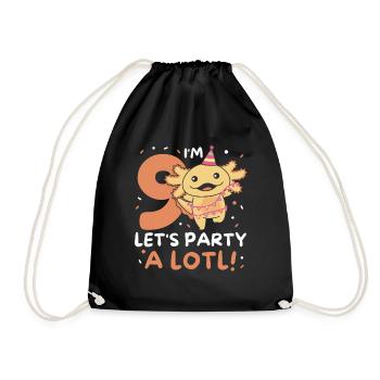 9th birthday Axolotl nine years old sweet Axolotls - Drawstring Bag - black - Front