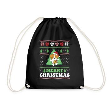 Joyeux Noël rétro moche Noël Jack Russell - Sac de sport léger - noir - Devant