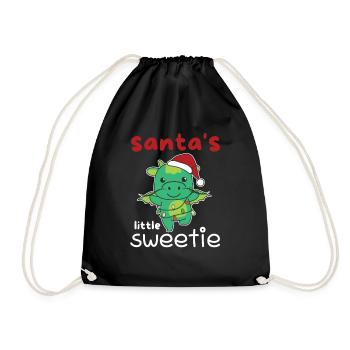 Dragon Christmas Santa's little sweetie - Drawstring Bag - black - Front