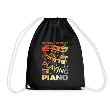 Motivating piano saying - Drawstring Bag - black - Front