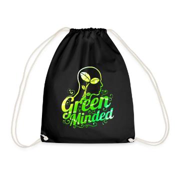 Vegetarian Green Minded - Go vegan - Turnbeutel - Schwarz - Vorne