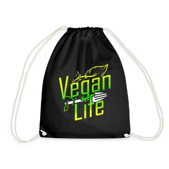 Logo Vegan Life avec fourchette - Go Vegan - Sac de sport léger - noir - Devant