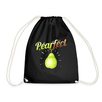 The Pear Is Pearfect For Vitamins Vegetarian And - Turnbeutel - Schwarz - Vorne