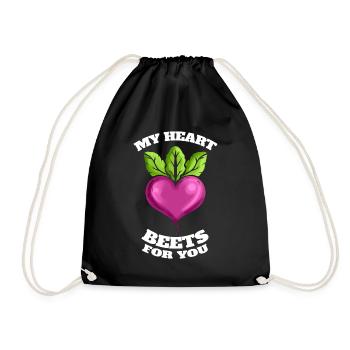 My Heart Beats For You - Beets For Vegetarian - - Turnbeutel - Schwarz - Vorne