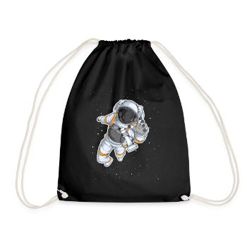Astronaut Weltraum Schach Figur Dame Nerd - Turnbeutel - Schwarz - Vorne