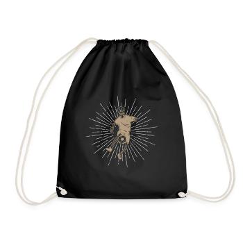 Halloween Shirt, Soccer Skeleton Spooky Tee, - Drawstring Bag - black - Front