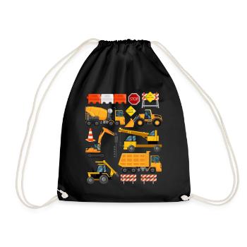 Construction Loader Tractor Dumptuck Construction Site | Engineer - Drawstring Bag - black - Front