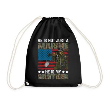 He's not just a Marine, he's my brother. - Drawstring Bag - black - Front