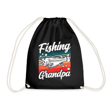 Angelnder Opa Fischer Fischen Angeln Angler - Turnbeutel - Schwarz - Vorne