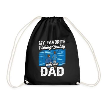 My favorite fishing buddy calls me daddy fishing - Drawstring Bag - black - Front