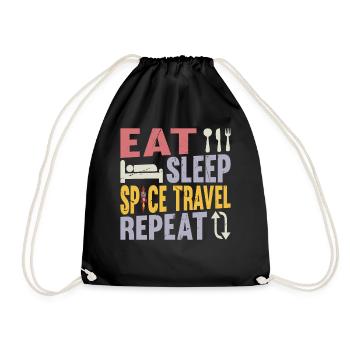 Eat Sleep Space Travel Repeat - Funny Space Rocket - Turnbeutel - Schwarz - Vorne