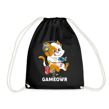 Lustiger Videospieler & Katzenliebhaber Gaming Kitty Kawaii - Turnbeutel - Schwarz - Vorne