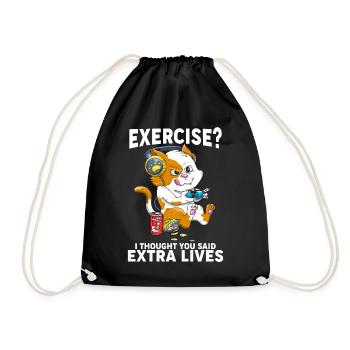 Kawaii Cat Gaming for Kids Boys Funny Gamer Cat - Drawstring Bag - black - Front