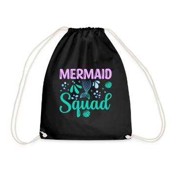 Mermaid Squad der Birthday Mermaid Tail Familie - Turnbeutel - Schwarz - Vorne