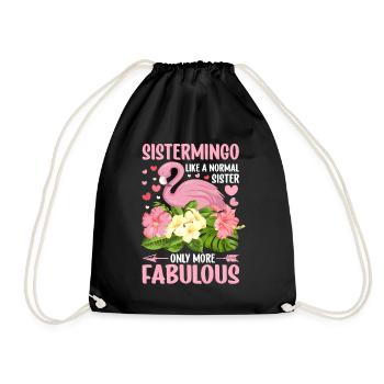 Flamingo Sistermingo Sisters Sibling Funny - Drawstring Bag - black - Front