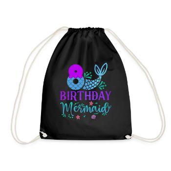 8th Birthday Mermaid - Drawstring Bag - black - Front