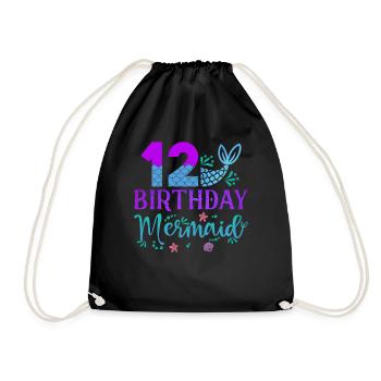 12e anniversaire Sirène - Sac de sport léger - noir - Devant