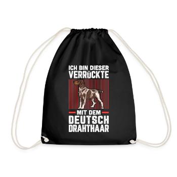 Ich bin die Verrückte mit dem Deutsch Drahthaar - Turnbeutel - Schwarz - Vorne