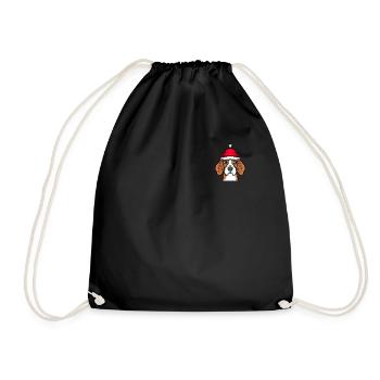 Beagle Pixelated Christmas - Lustige - Turnbeutel - Schwarz - Vorne