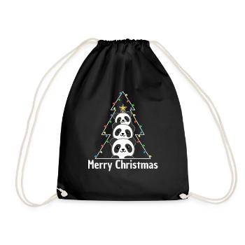Panda Arbre de Noël Animaux de Noël Pandas - Sac de sport léger - noir - Devant