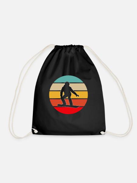 Snowboarding Retro - Drawstring Bag - black