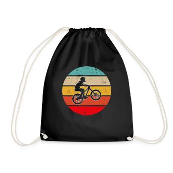 Mountain Bike Retro - Drawstring Bag - black - Front