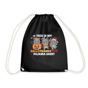 Hallothanksmas Pajama Shirt Nashorn Weihnachten - Turnbeutel - Schwarz - Vorne