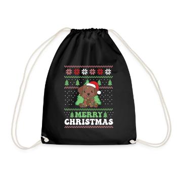 Joyeux Noël rétro moche Noël Labrador - Sac de sport léger - noir - Devant