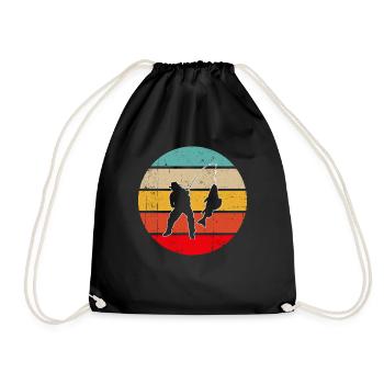 Fishing Retro - Drawstring Bag - black - Front