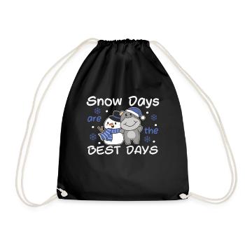 Hippo Snow Days are the best days Schneemann - Drawstring Bag - black - Front