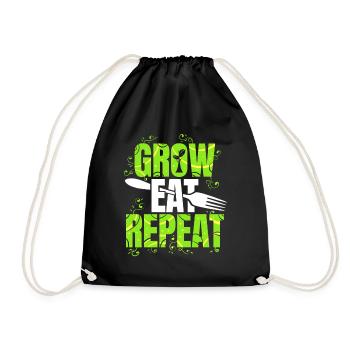 Grow Eat Repeat Vegetarian Vegan - Turnbeutel - Schwarz - Vorne