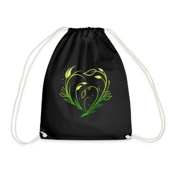 Plantes vertes formant le cœur - Végétarien Go Vegan - Sac de sport léger - noir - Devant