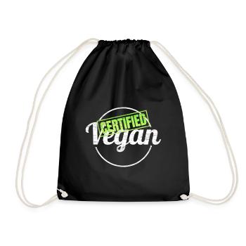 Label For Certified Vegan - Drawstring Bag - black - Front