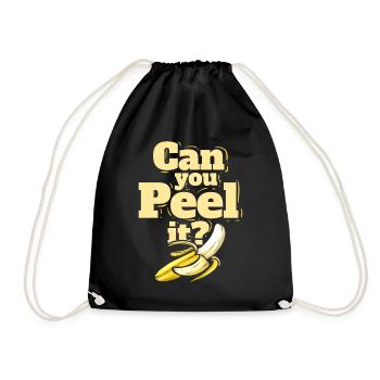 A Banana - Can You Peel It - Vegetarian - Go Vegan - Drawstring Bag - black - Front
