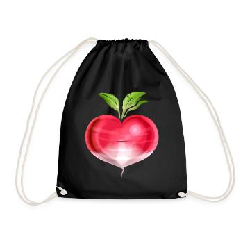 Radish In Heart Shape - Vegetarian - Go Vegan - Turnbeutel - Schwarz - Vorne