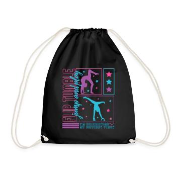 Gymnastic Shirt, Flip Tumble Celebrating My - Drawstring Bag - black - Front