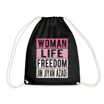 Woman Life Freedom Jin Jiyan Azadî - Drawstring Bag - black - Front
