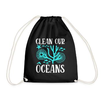 Clean Our Oceans Ocean Protection Sea Sea - Drawstring Bag - black - Front
