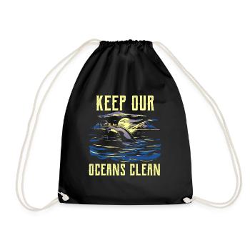 Haltet Unsere Ozeane Sauber Ocean Protection See - Turnbeutel - Schwarz - Vorne