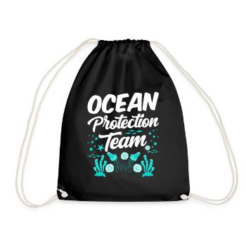Team Marine Conservation Ocean Protection Lake Sea - Drawstring Bag - black - Front