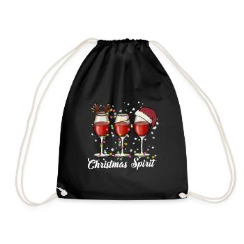 Funny Christmas Spirits Glasses Of Wine Pajama - Turnbeutel - Schwarz - Vorne