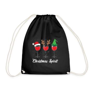 Funny Christmas Spirits Glasses Of Wine Pajama - Turnbeutel - Schwarz - Vorne