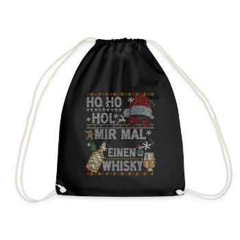Ho Ho Hol Mir Mal Einen Whisky Ugly Christmas - Turnbeutel - Schwarz - Vorne