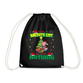 On The Naughty List And I Regret Nothing Santa - Drawstring Bag - black - Front